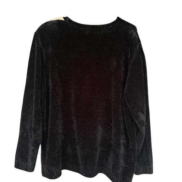 Alfred Dunner Sweater Womens 2X Black Patchwork Floral Embroidered Beaded Lined - Picture 2 of 8